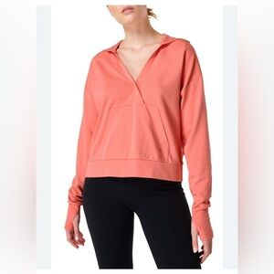 Sweaty Betty After Class Relaxed Pullover Hoodie In Warm Pink/orange Size 8-10